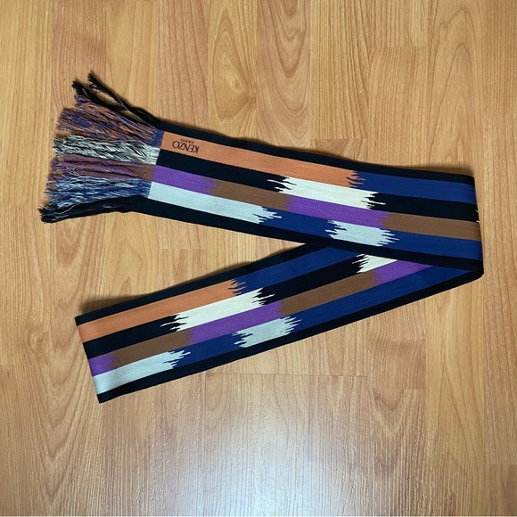 Vintage Kenzo Paris Women’s Obi Style Logo Multicolor Belt